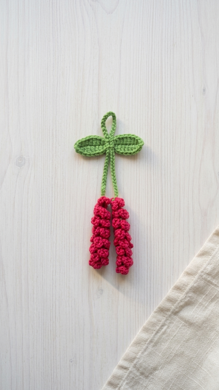 Pink flower bag charm alternate view