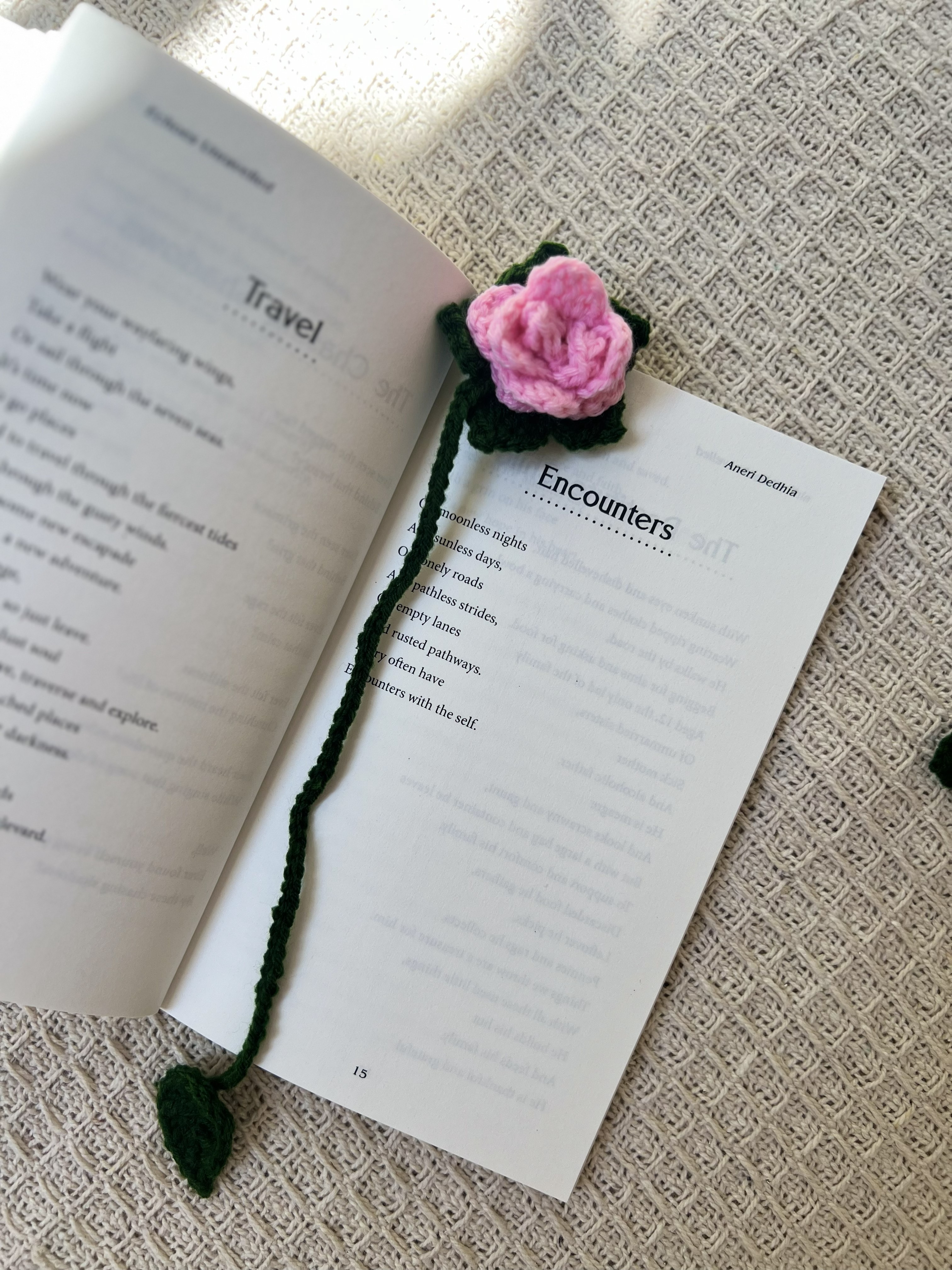 Pink rose bookmark alternate view