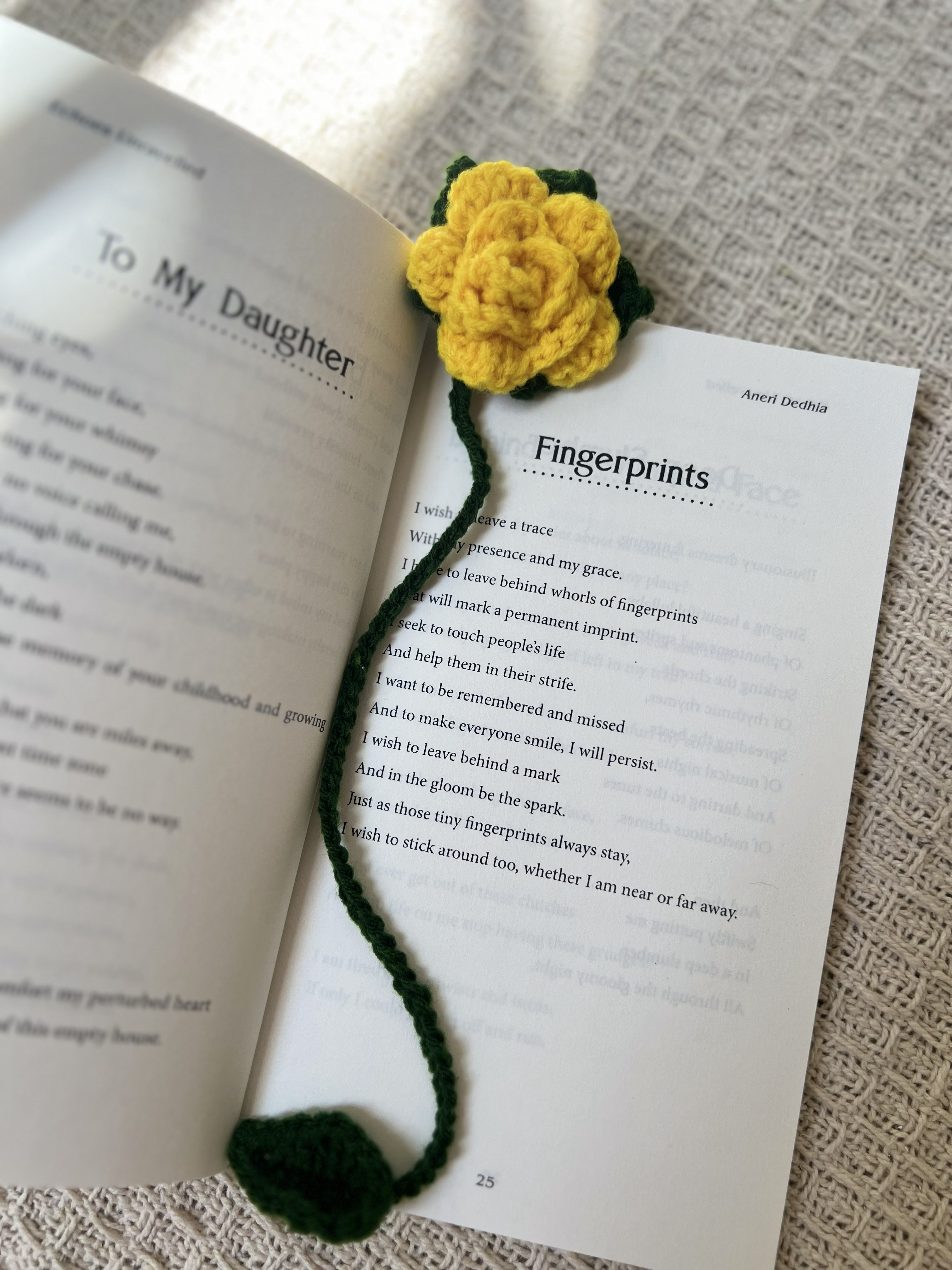 Yellow rose bookmark alternate view