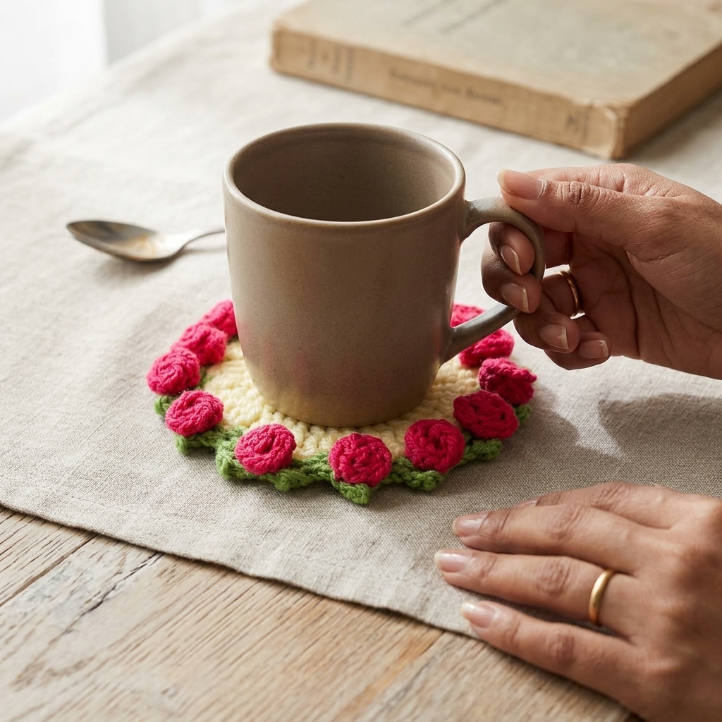 Flower rose coaster alternate view 2