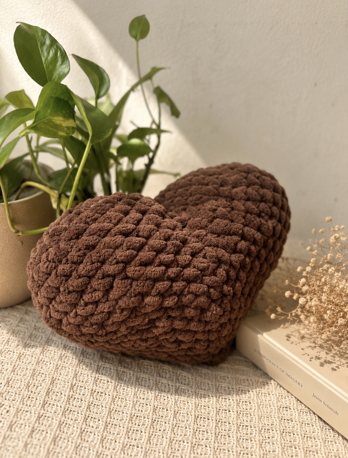 Brown heart cushion
