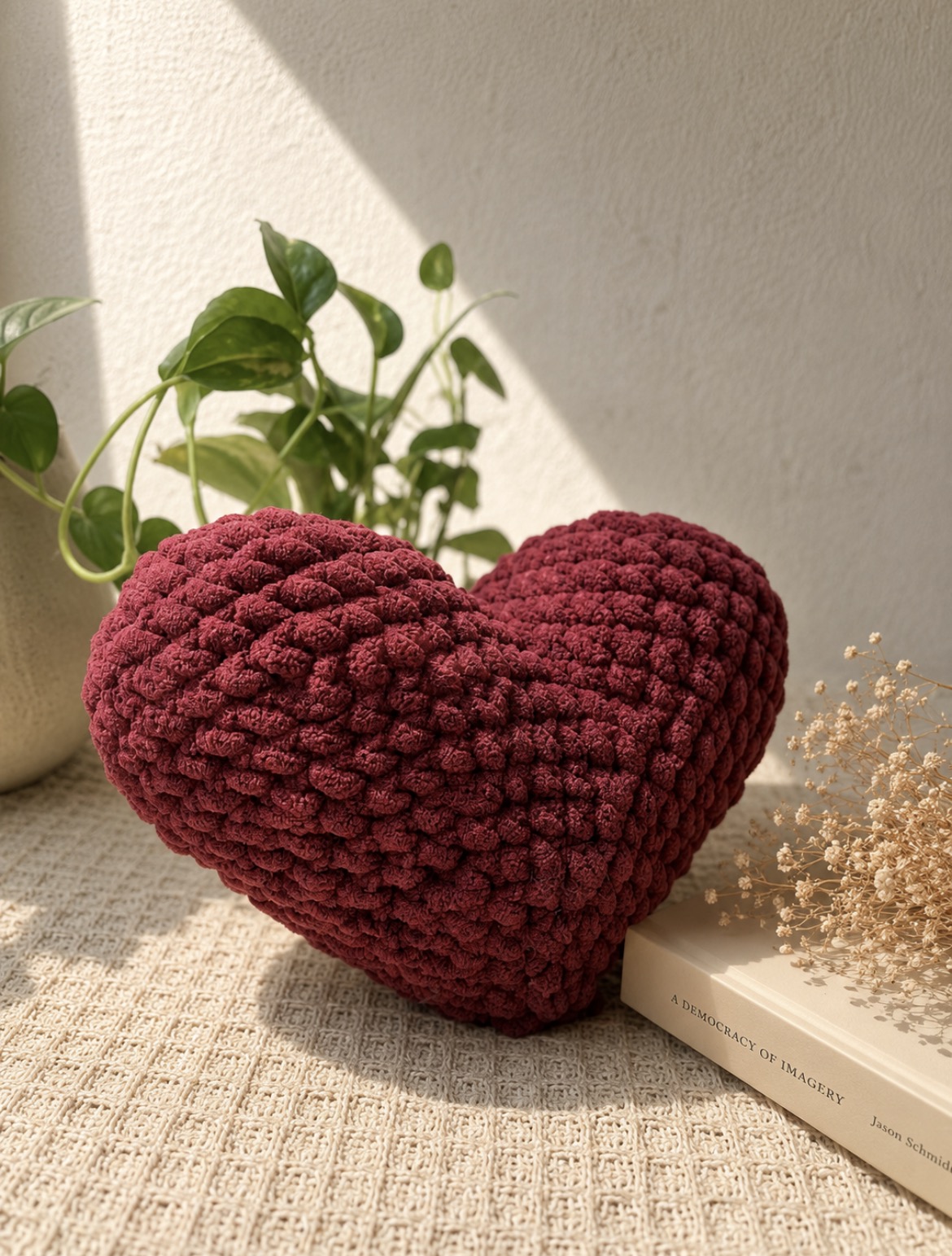 Maroon heart cushion