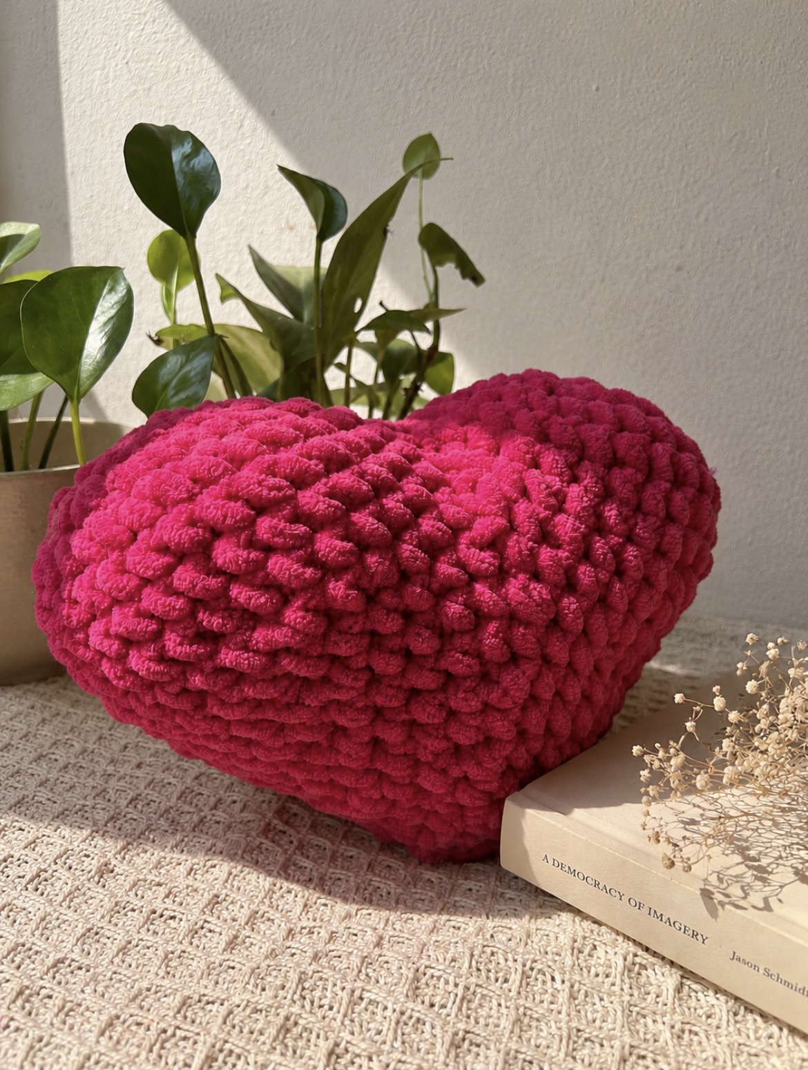 Pink heart cushion