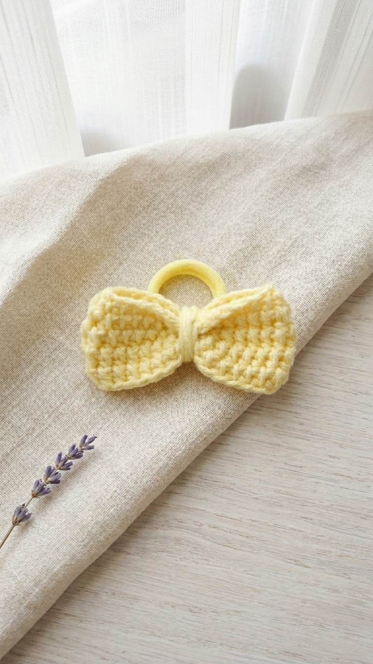 Yellow bow hair tie