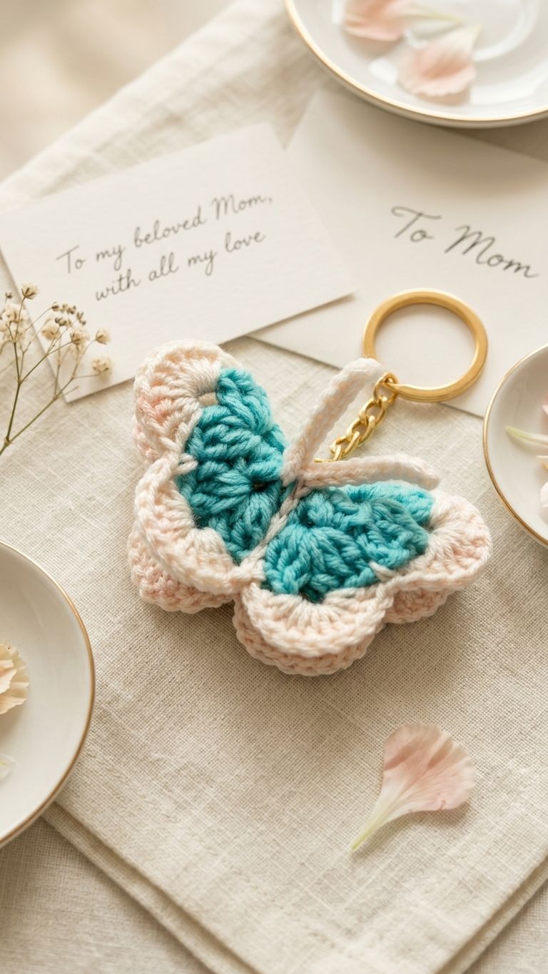 Blue butterfly keychain alternate view