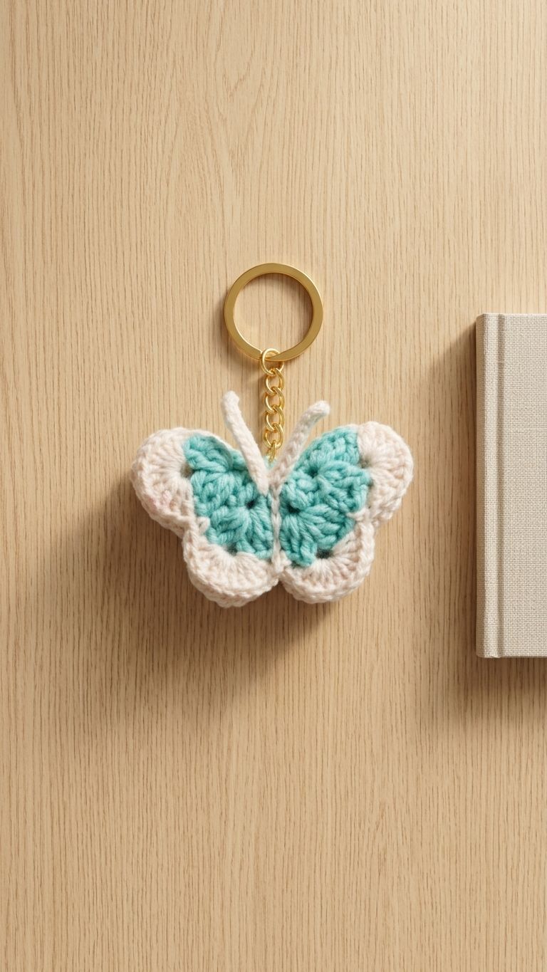 Blue butterfly keychain alternate view