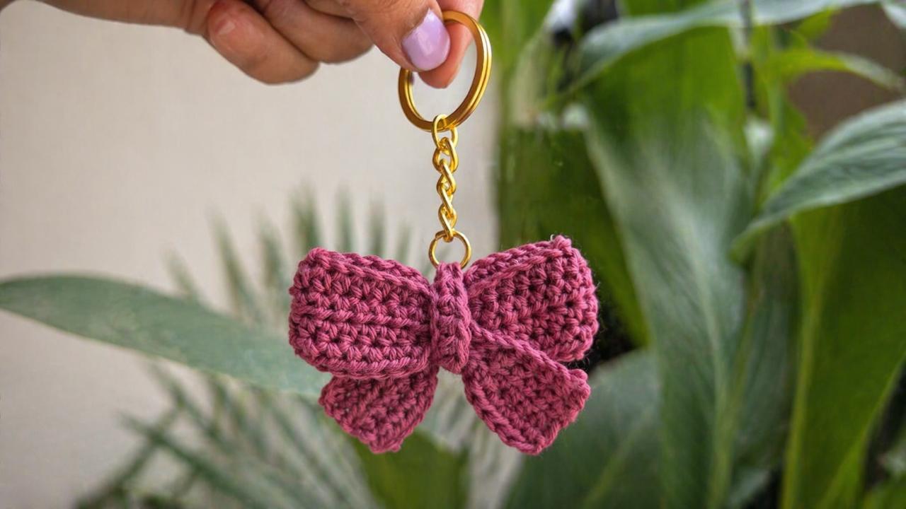 Maroon bow keychain