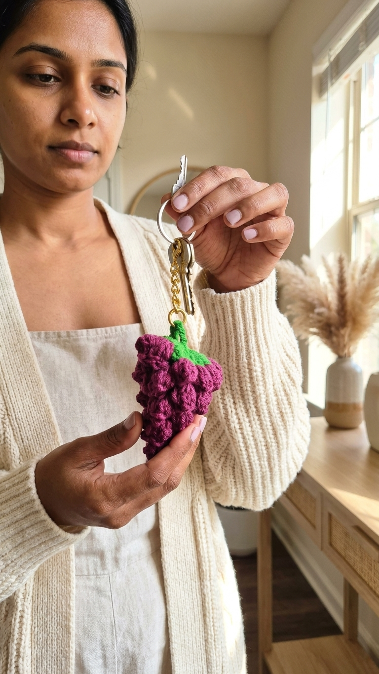 Purple grapes keychain alternate view