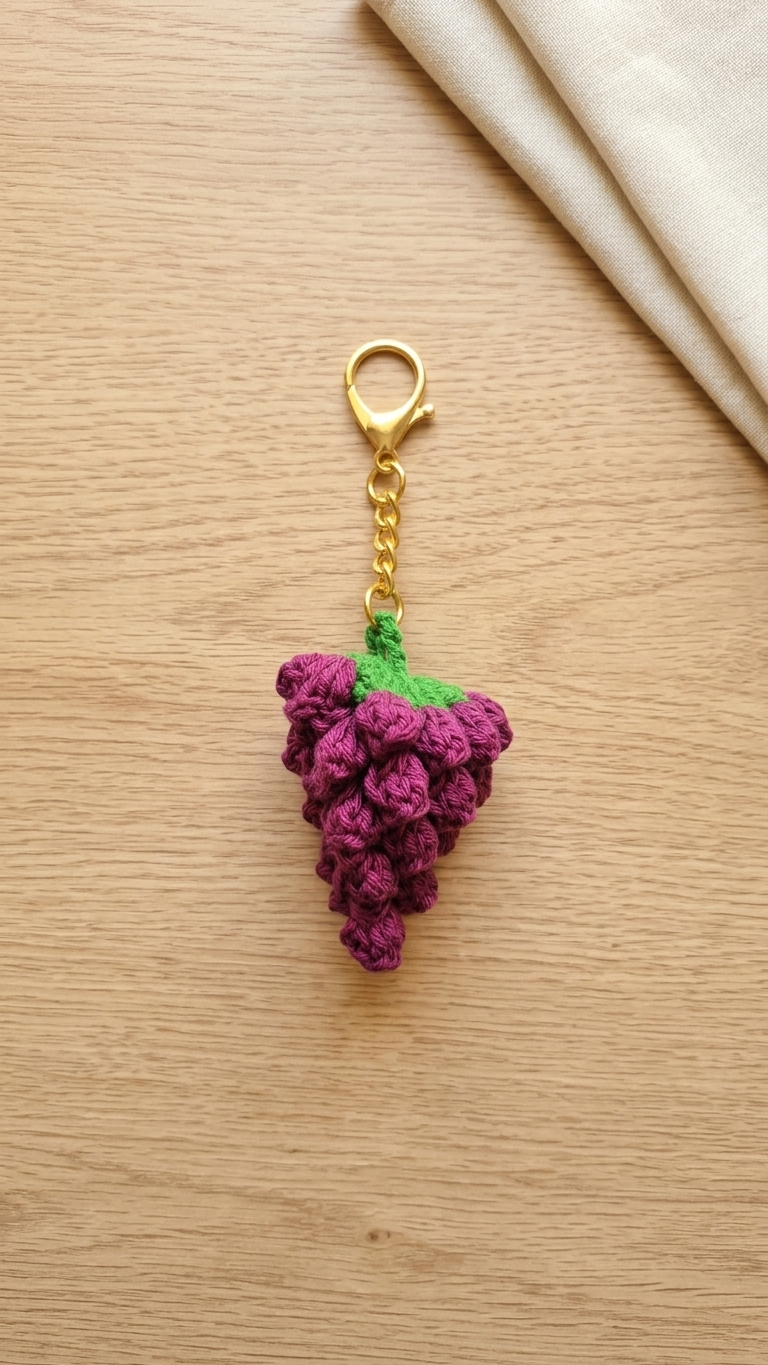 Purple grapes keychain alternate view
