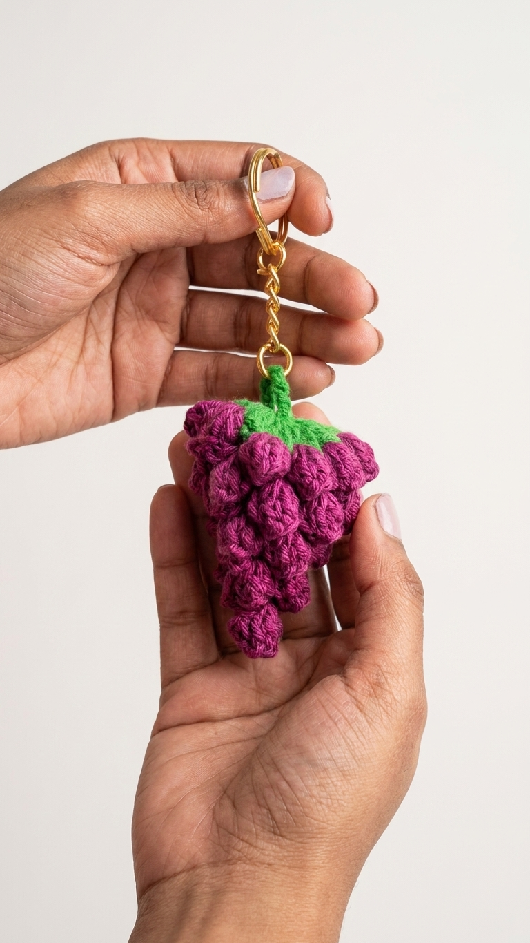 Purple grapes keychain alternate view